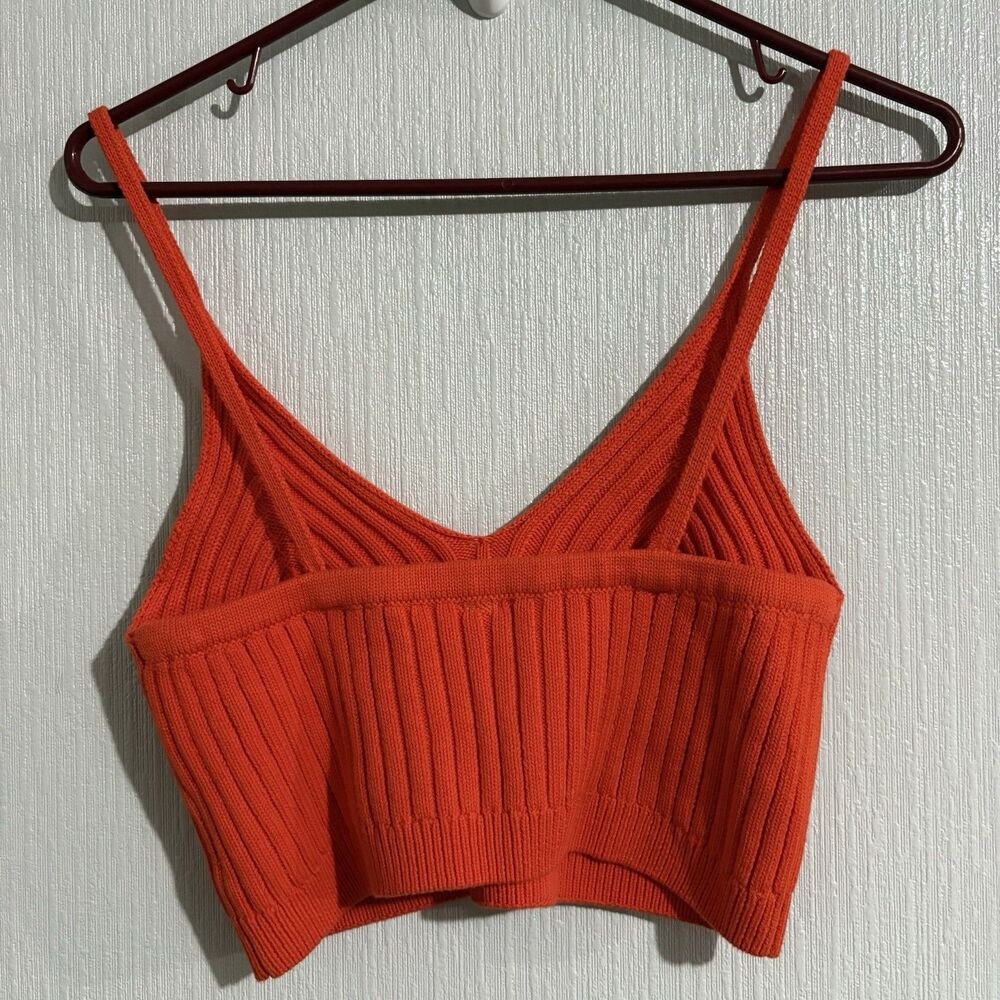 Free People Orange Knit Crop Tank Festival Boho Beach Hippie Fairy Earth Women S - Picture 4 of 6